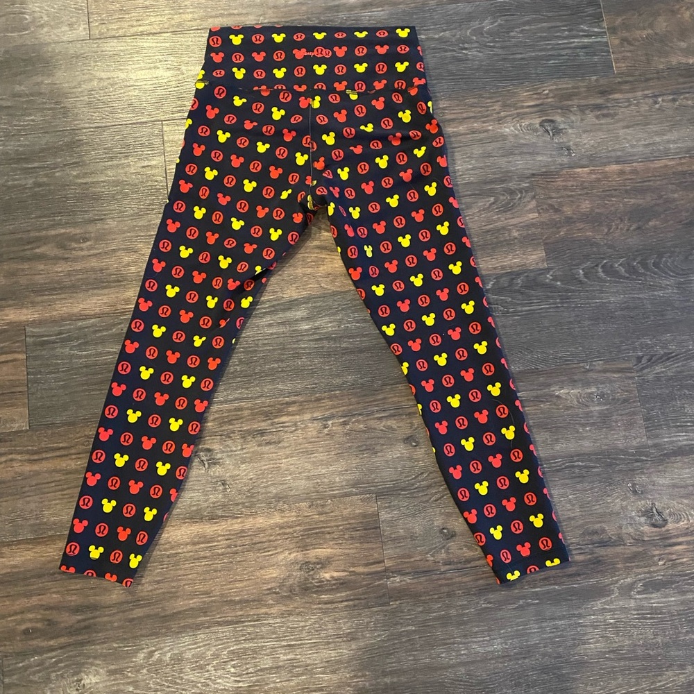 Lululemon Athletica Black Leggings with Red and Yellow Pattern